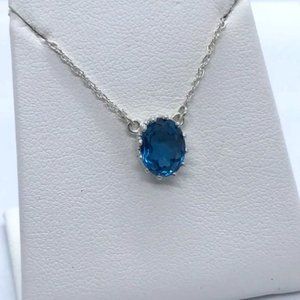 London Blue Topaz Sterling Silver 18" Crown Necklace